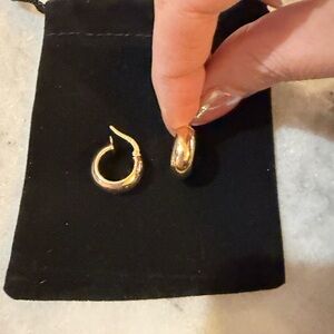 Italian 14K Gold chubby huggie hoop Earrings